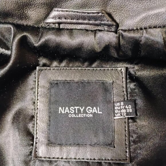 Nasty Gal black leather studded coat, size 8,  like new! - Picture 13 of 16